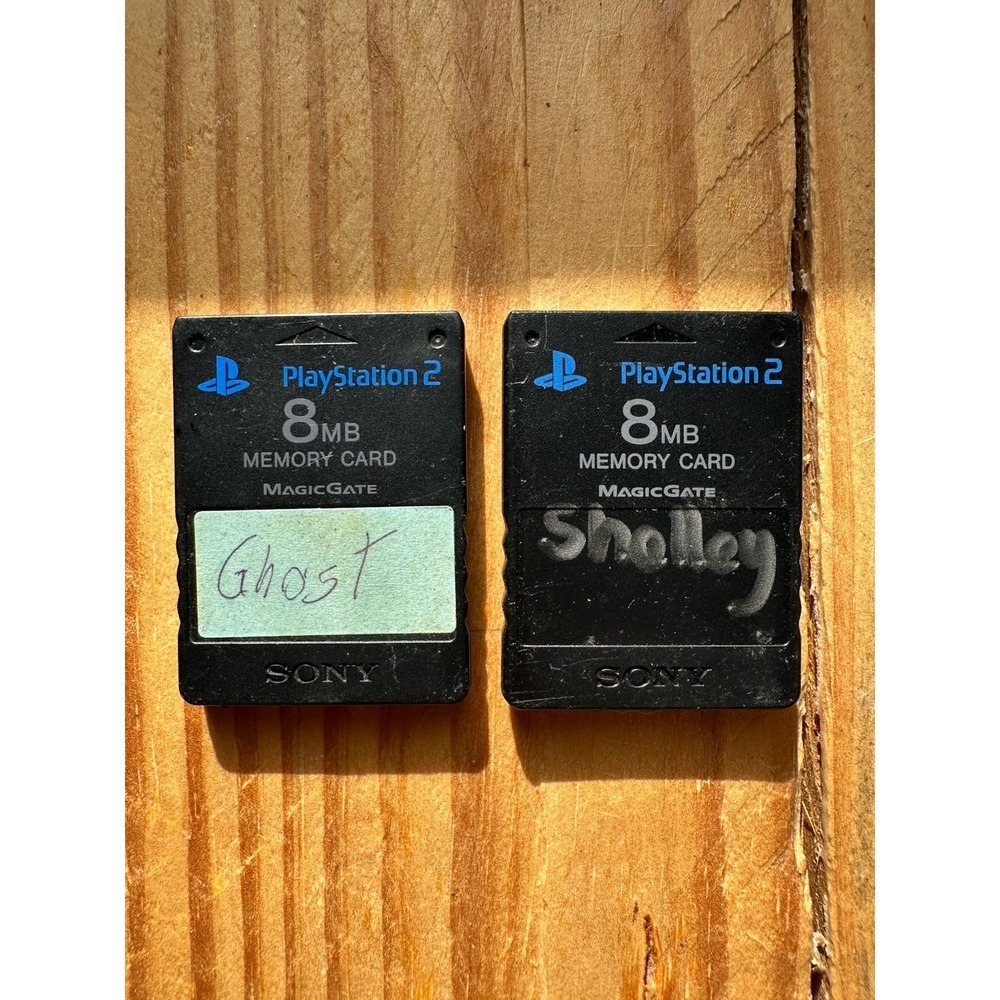 Lot‎ Of 2 Sony PlayStation 2 PS2 8MB Memory Cards Black SCPH-10020